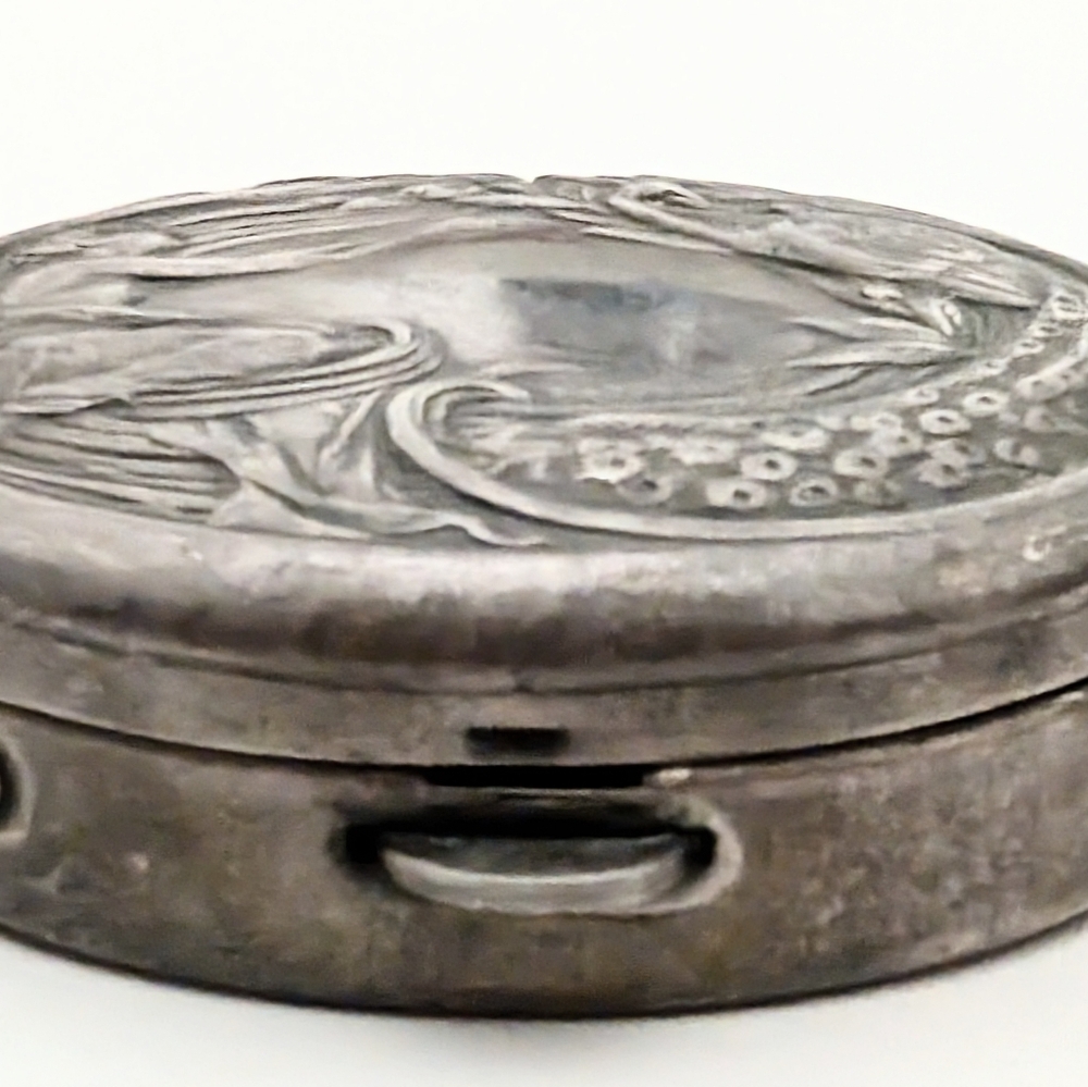 Antique Art Nouveau Sterling Silver Lady & Bird Pill/Trinket Box - Picture 5 of 9